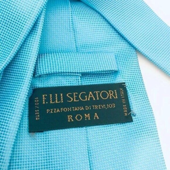 #1650 VTG F Lli Segatori aqua blue necktie - Picture 3 of 4